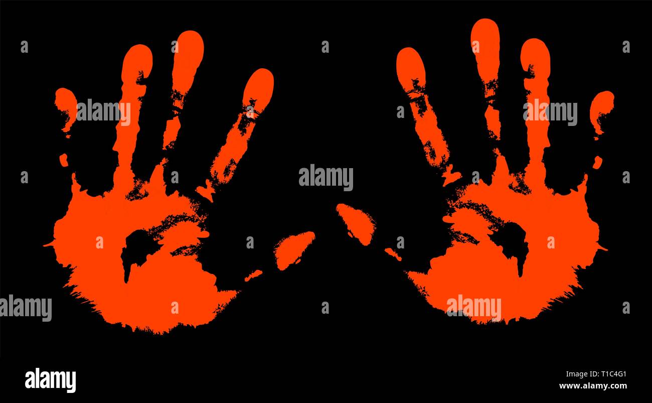 print of my hands red hands on black back Stock Vector Image & Art