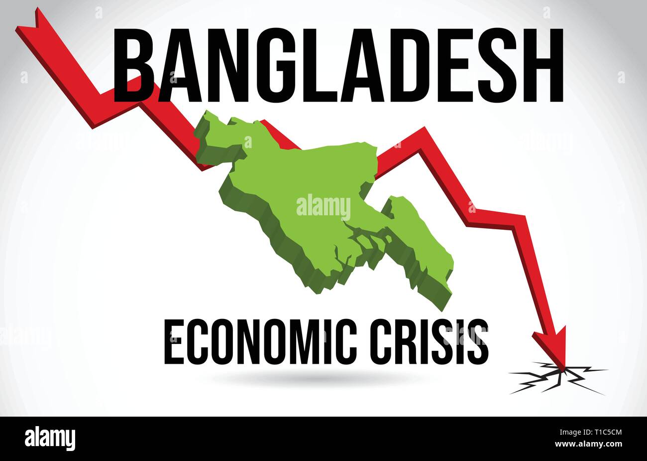 Bangladesh Map Financial Crisis Economic Collapse Market Crash Global ...