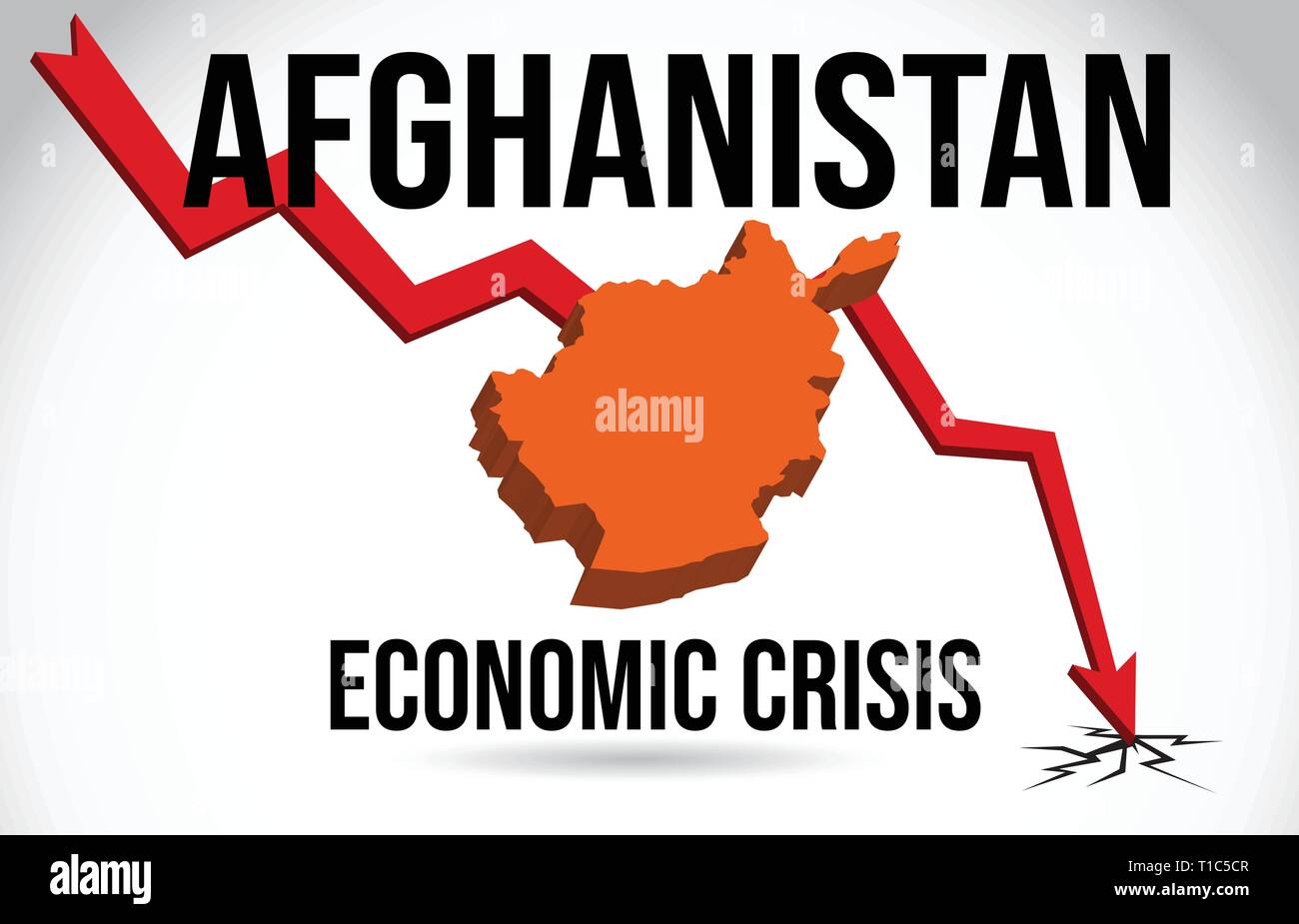 Afghanistan Map Financial Crisis Economic Collapse Market Crash Global