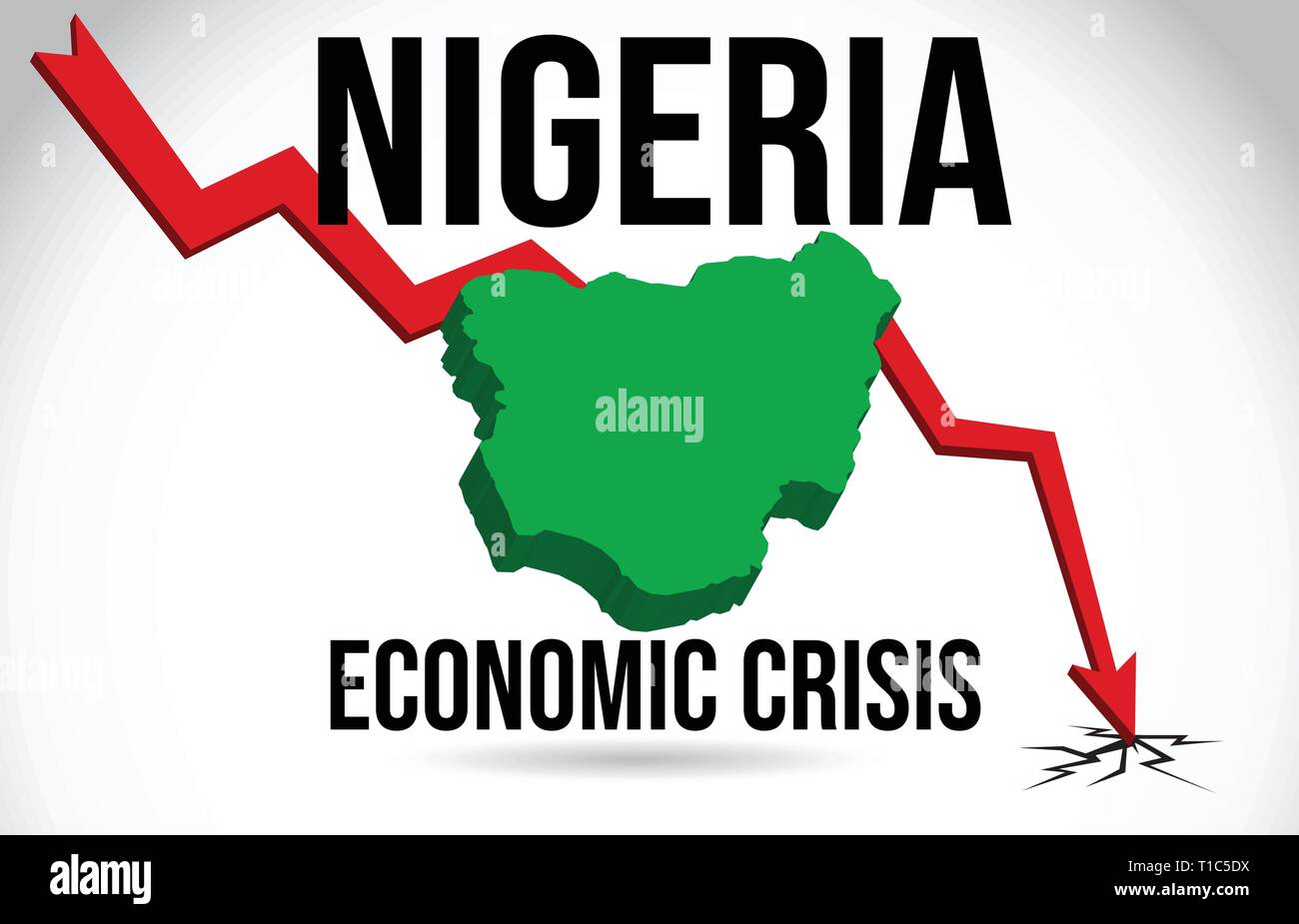 Nigeria Map Financial Crisis Economic Collapse Market Crash Global