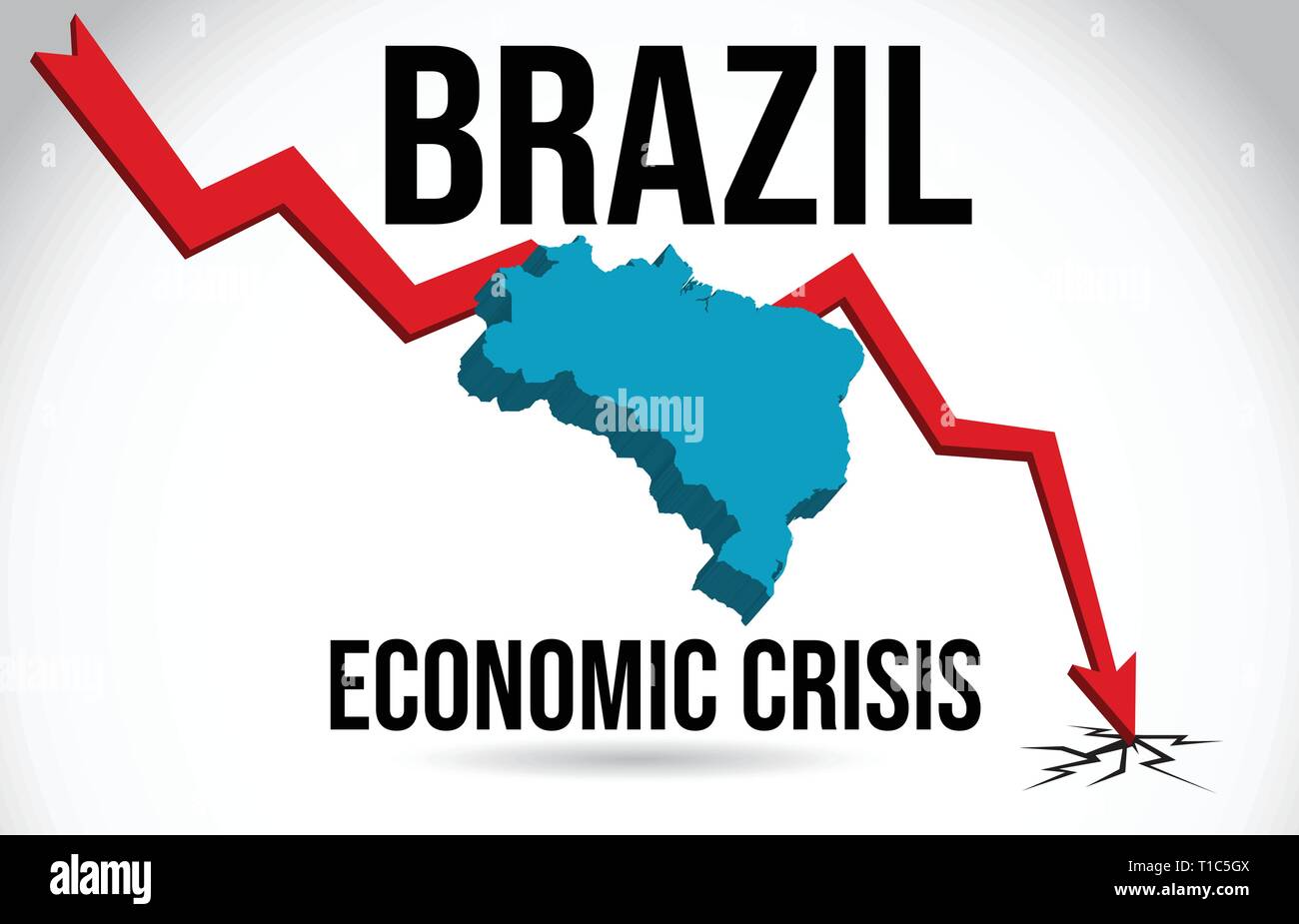 Brazil Map Financial Crisis Economic Collapse Market Crash Global