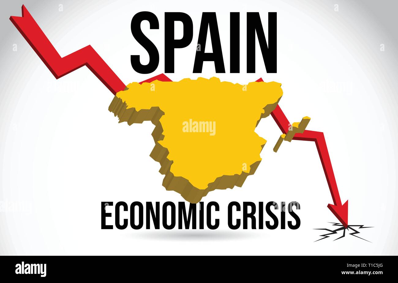 Spain Map Financial Crisis Economic Collapse Market Crash Global
