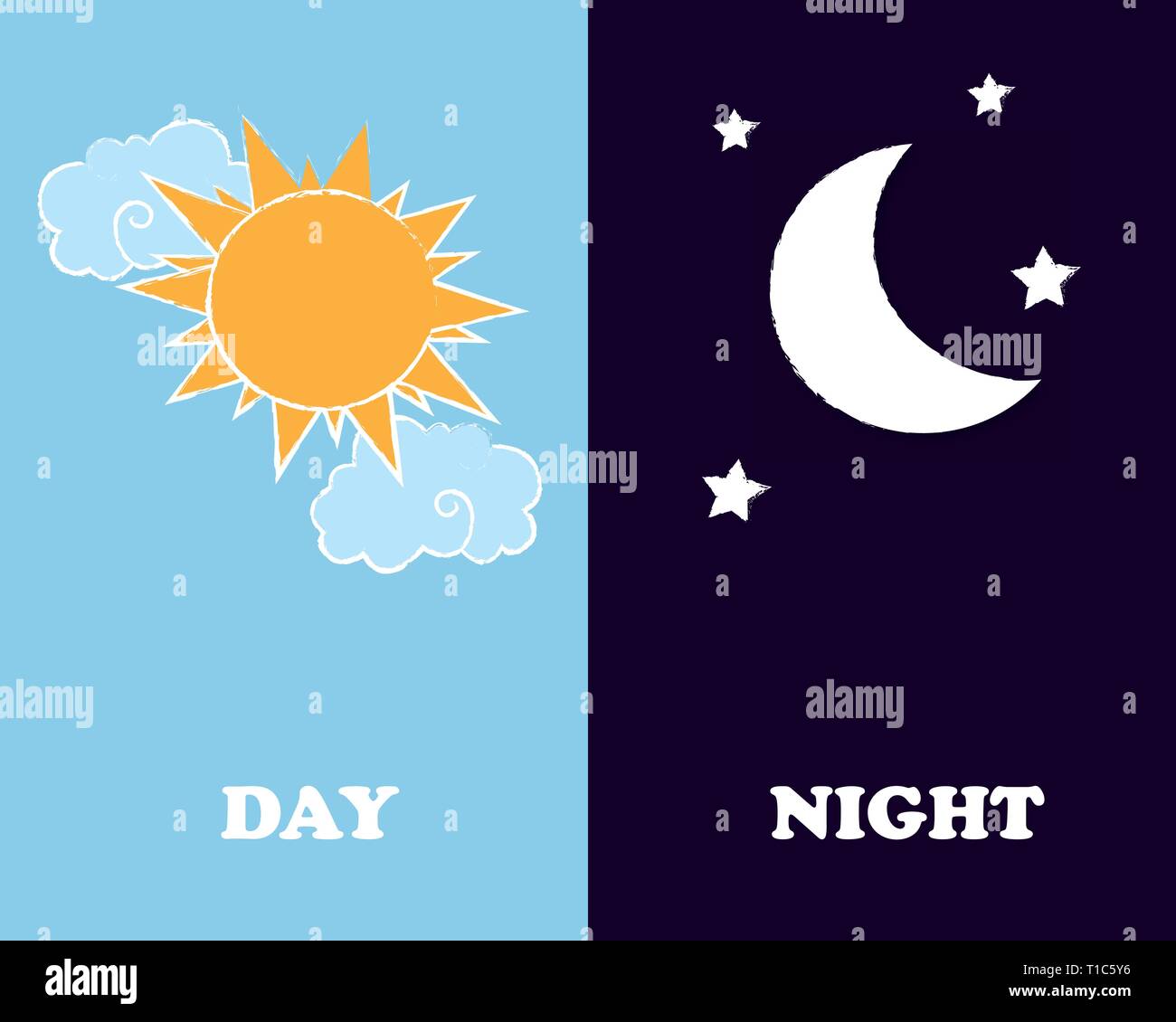 Sun, moon and stars. Day and night Stock Vector Image & Art Alamy
