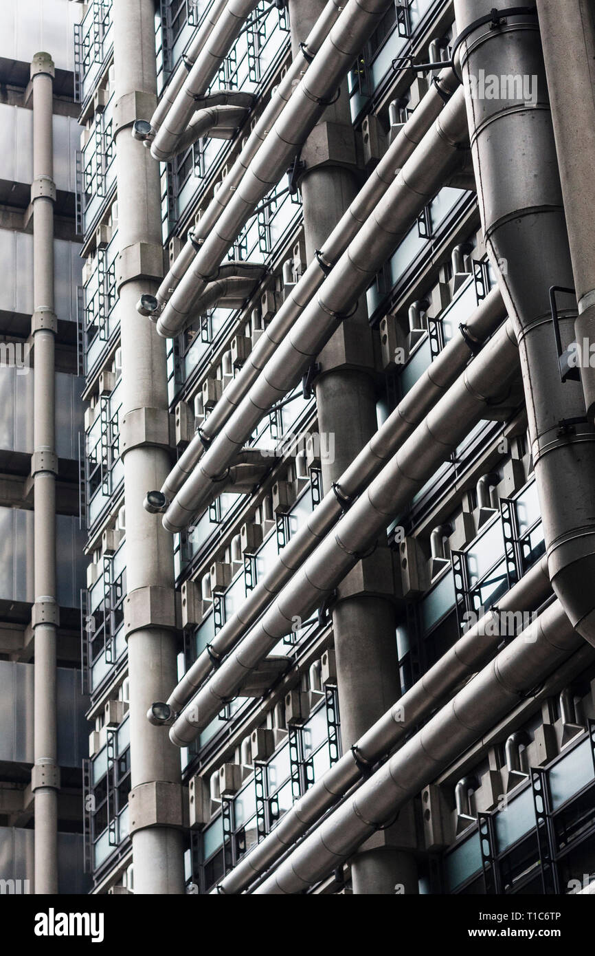 A close up of the exterior of the Lloyds of London building ,England,UK Stock Photo