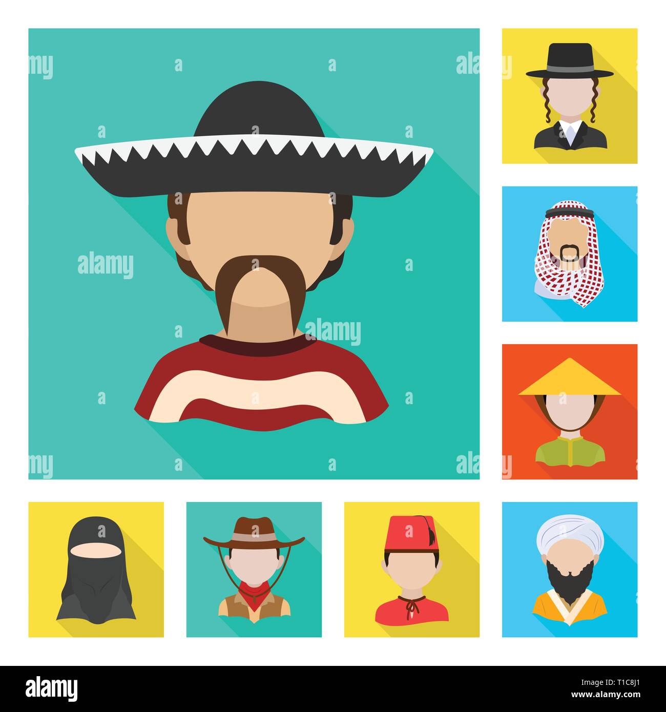 Isolated object of nation and race icon. Set of nation and user stock ...