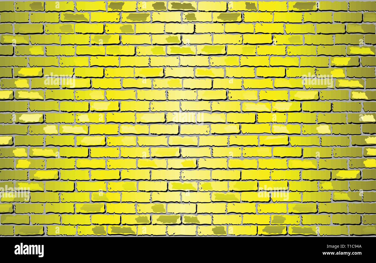 Shiny Yellow Brick Wall - Illustration,  Abstract vector background Stock Vector