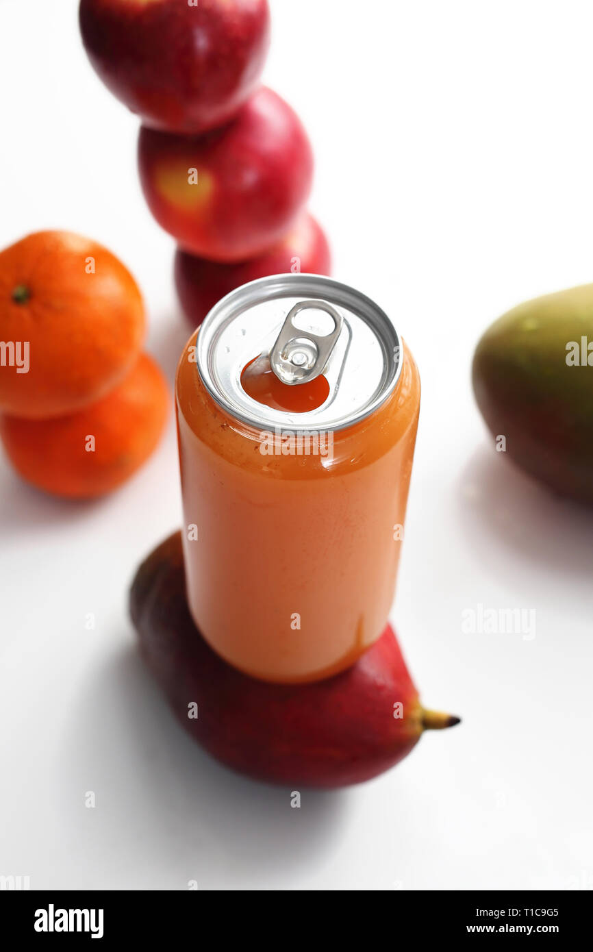 Freshly squeezed fruit juice, healthy and colorful juice diet Stock