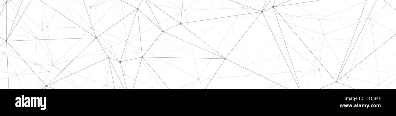 Random triangles connecting circles, creative graphic banner connected dots and lines vector illustration, white background Stock Vector