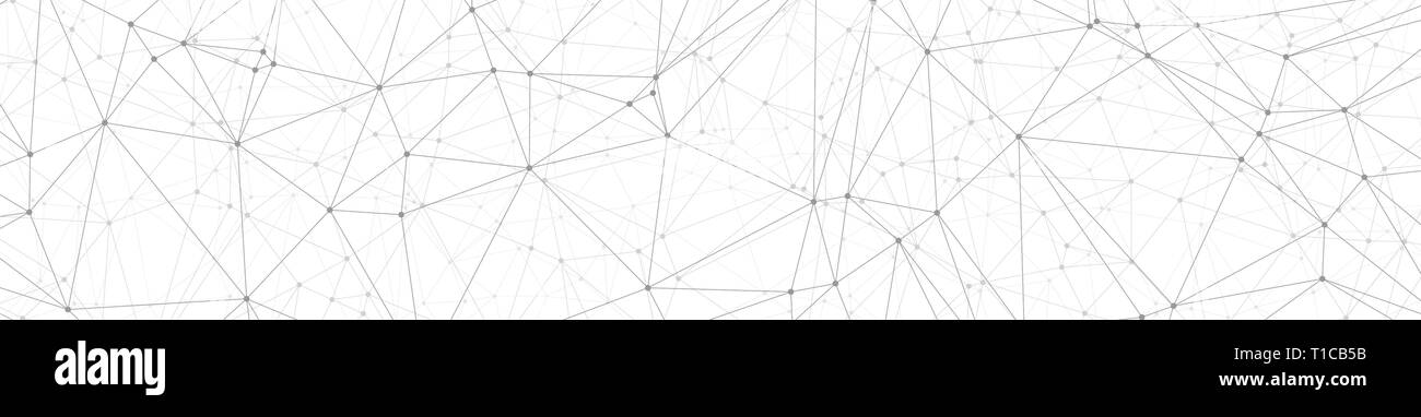 Digital machine learning concept, connected triangles shapes lines geometric wide banner vector pattern, white background Stock Vector