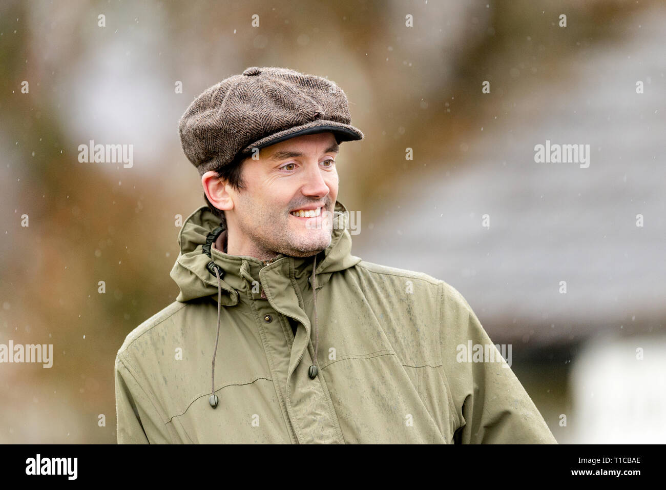 Simon Fraser, 16th Lord Lovat pictured while attending a shinty match at Balgate, Kiltarlity. Stock Photo