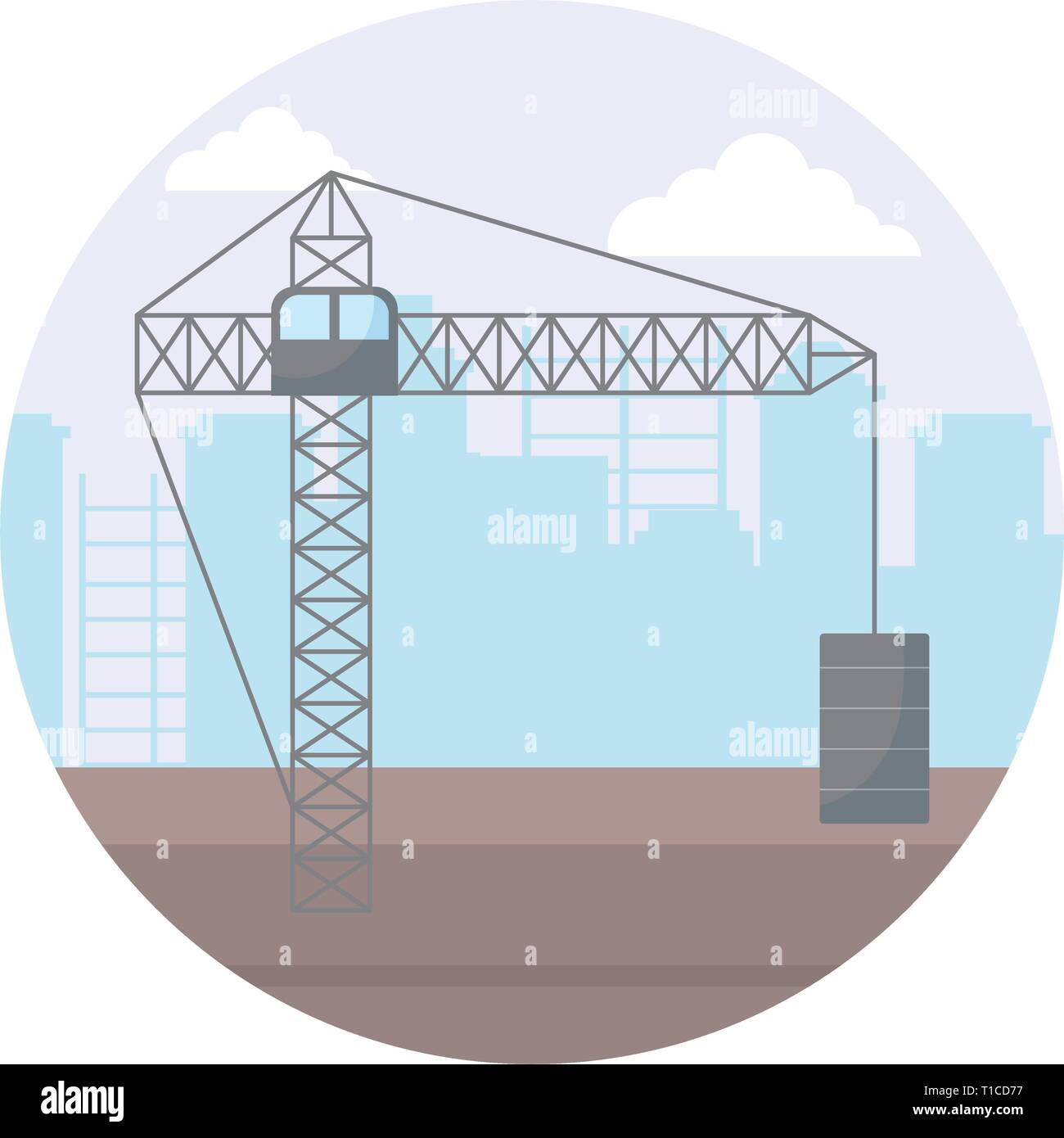 construction crane tower with cityscape vector illustration design ...