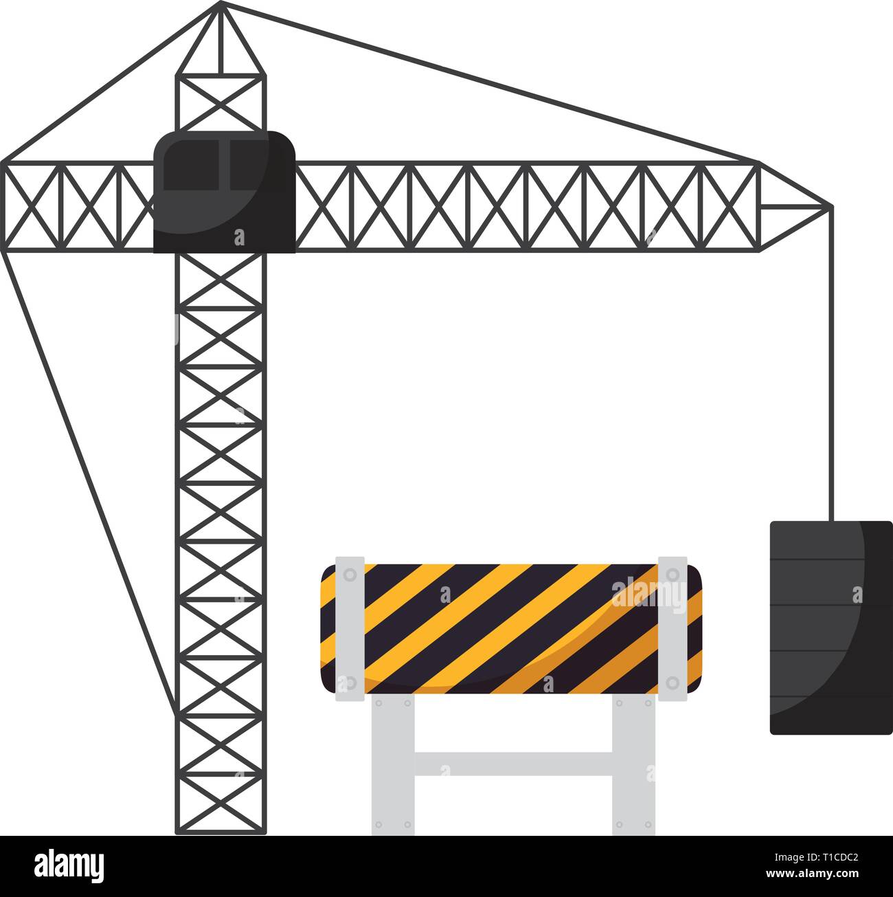 construction crane tower with signaling vector illustration design ...