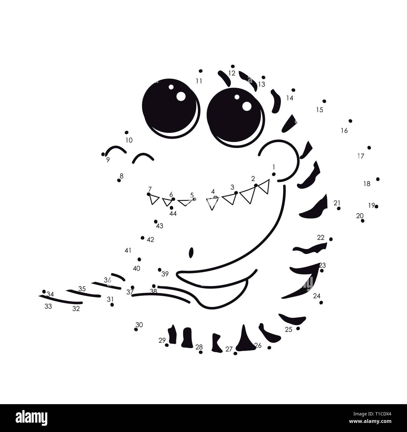 Download Animal Sea Coloring Book Tiger Shark With Big Eyes Vector Connect The Dots For Educational Game Cartoon Funny Isolated Character Illustration With Stock Vector Image Art Alamy