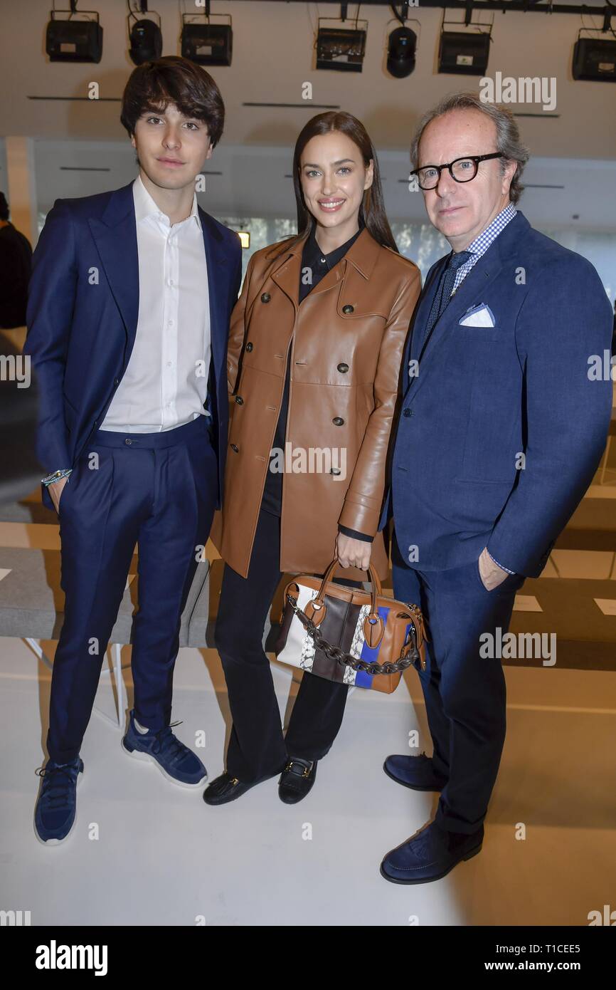 Milan Fashion Week Autumn/Winter 2019/2020 - Tod's - Arrivals Featuring:  Irina Shayk, Andrea Della Valle, Filippo Della Valle Where: Milan,  Lombardy, Italy When: 22 Feb 2019 Credit: IPA/WENN.com **Only available for  publication