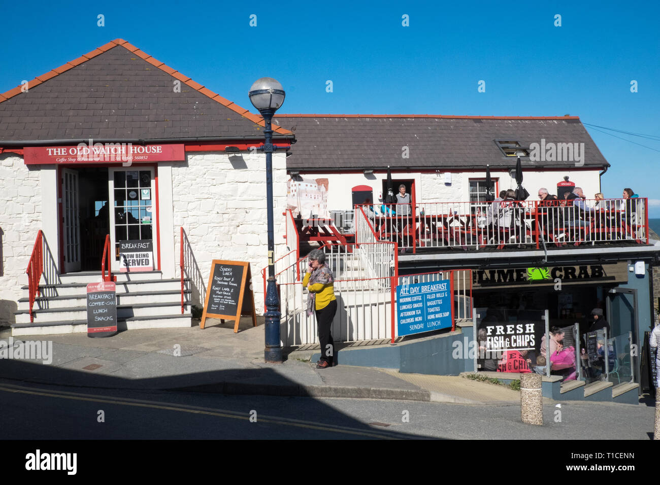 New Quay,Newquay,coastal,holiday,resort,fishing,harbour,village,between, Aberystwyth,and,Cardigan,Cardigan Bay,Mid,West,Wales,Welsh,UK,GB,Britain, Stock Photo