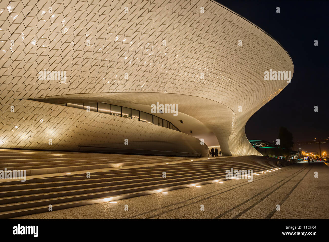 MAAT, Museum of Art Architecture and Technology at night, Belem district, Lisbon, Portugal Stock Photo