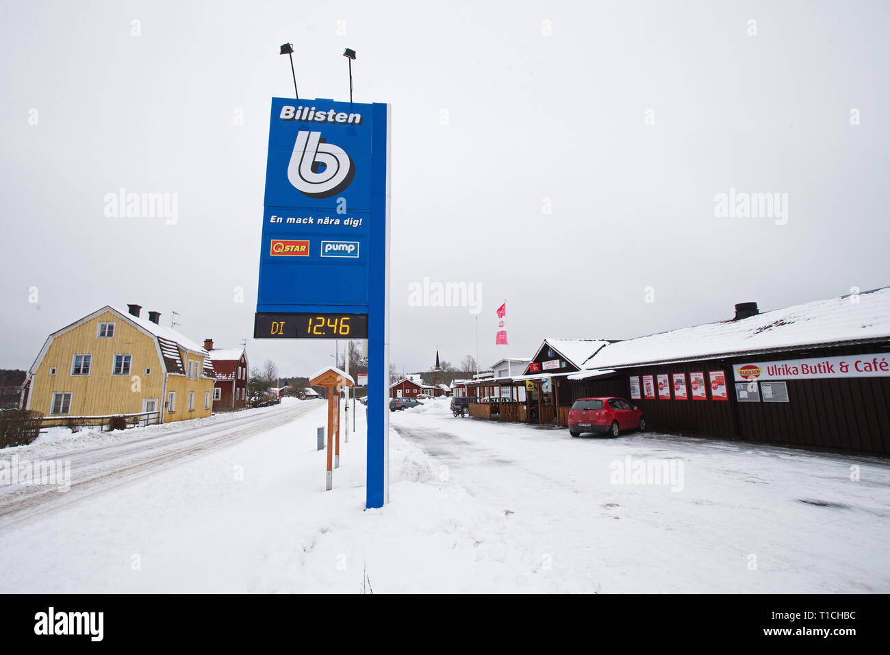 ULRIKA 20150128 Billisten gas station in the countryside. Photo Jeppe Gustafsson Stock Photo