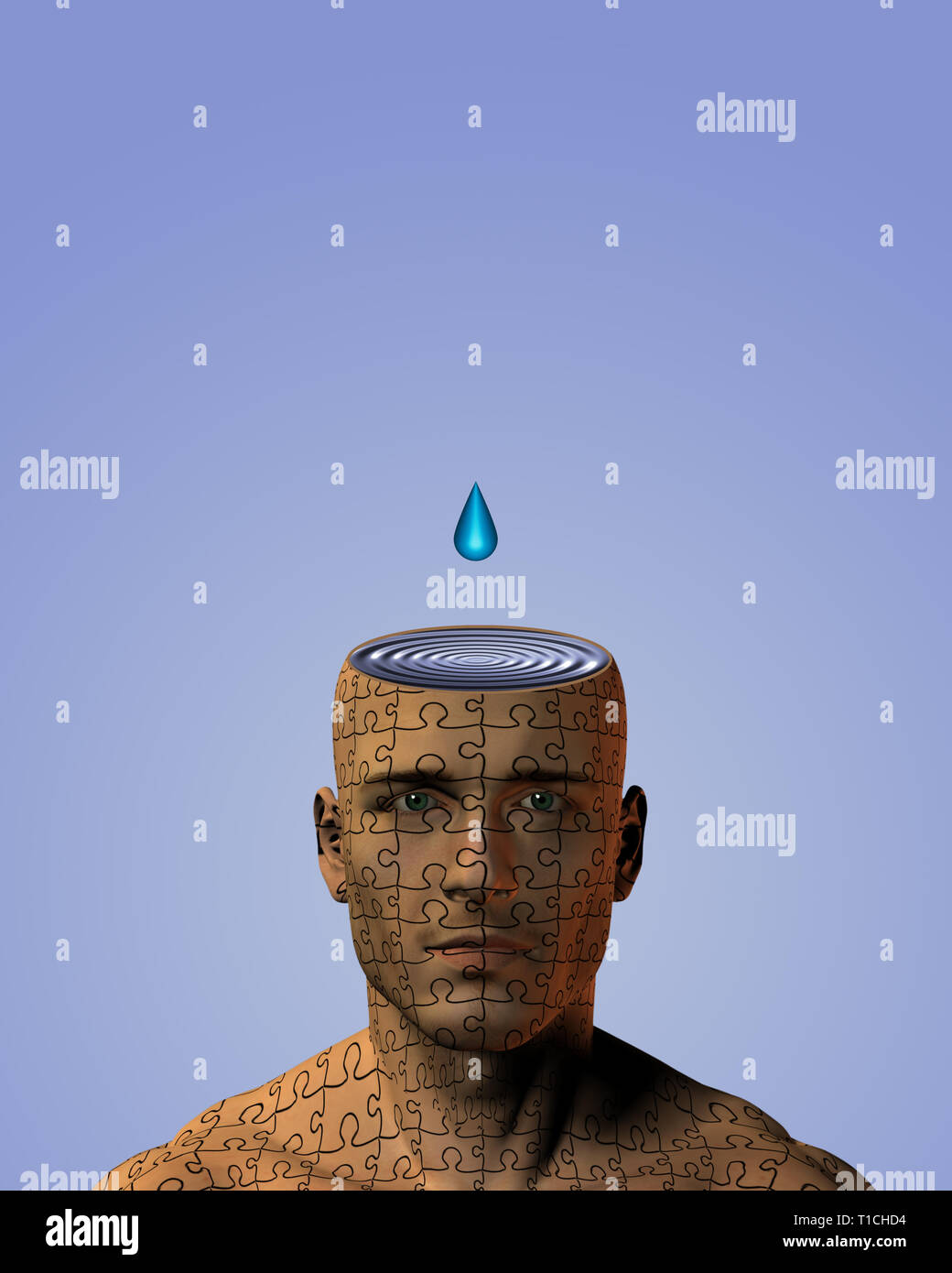 Water drop above man head Stock Photo Alamy