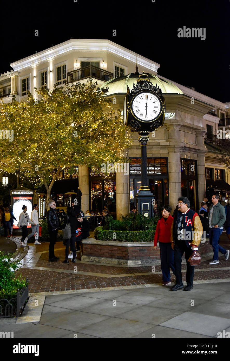 Exterior night scene of the Galleria Mall in Glendale California Stock Photo