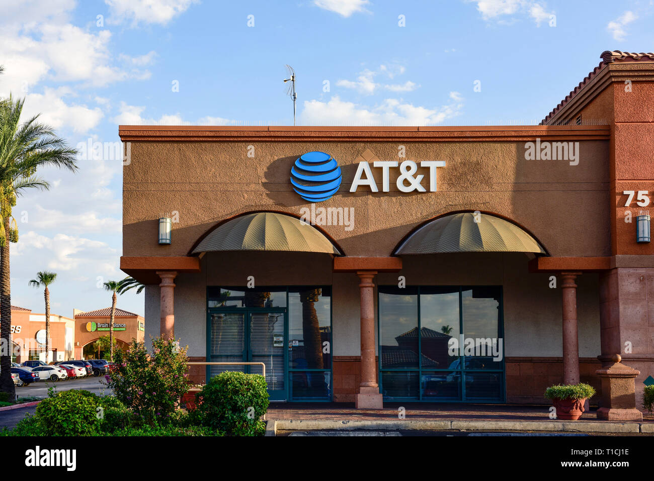 At&t storefront in Las Vegas at night Stock Photo