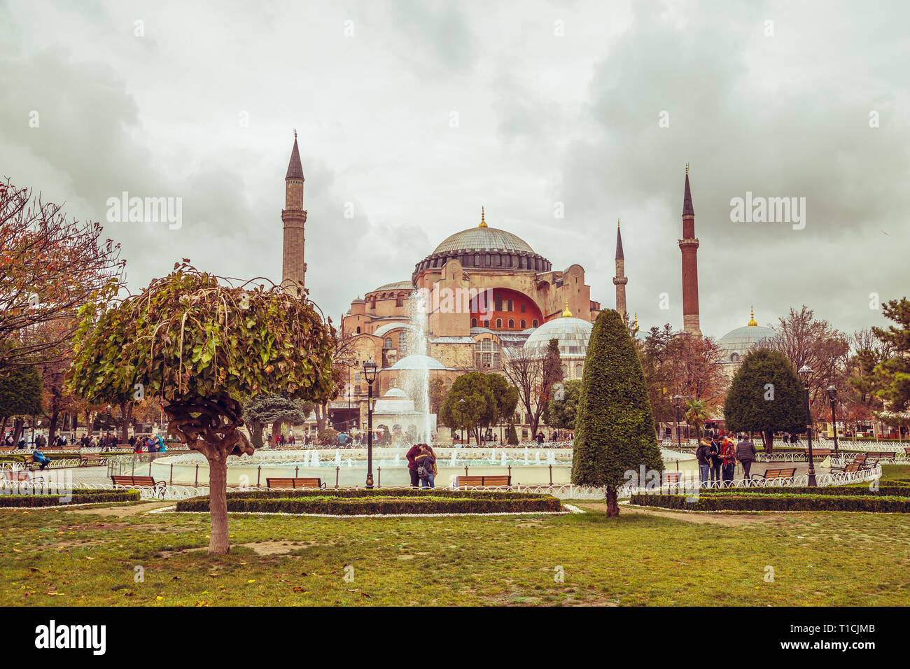 View of Hagia Sophia from Sultanahmet Park in the fall. Istanbul ...