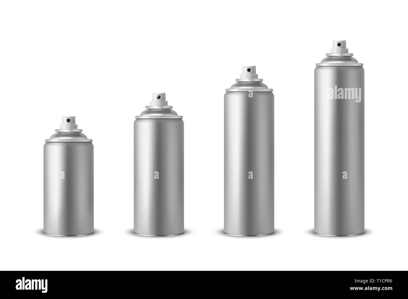 Vector 3d Realistic Silver Blank Spray Can, Spray Bottle Set Closeup ...
