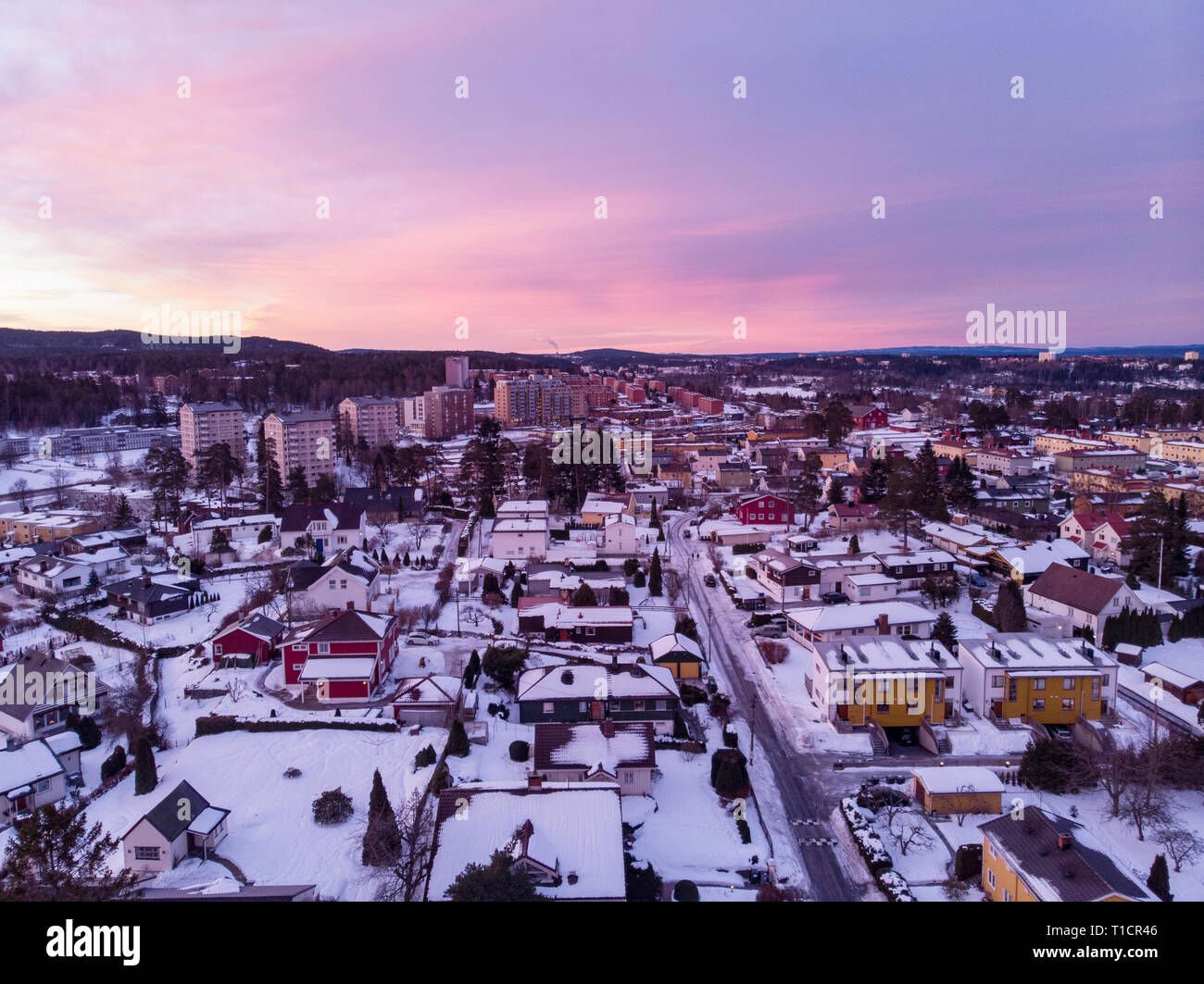 Areal city view, neighbourhood, suburb in Oslo, Norway Stock Photo