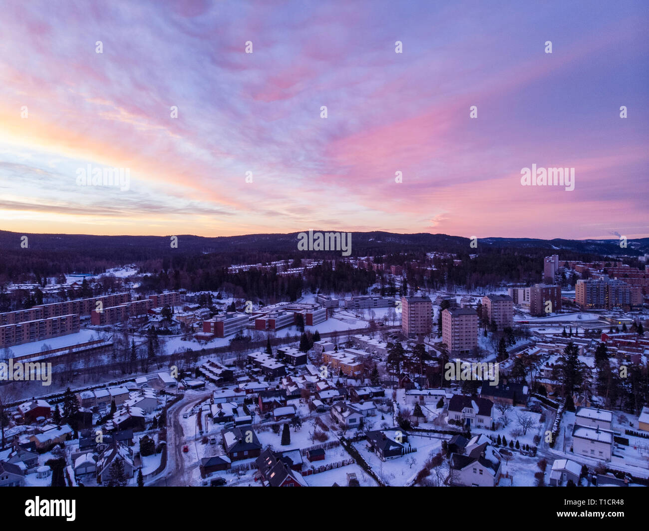 Areal city view, neighbourhood, suburb in Oslo, Norway Stock Photo