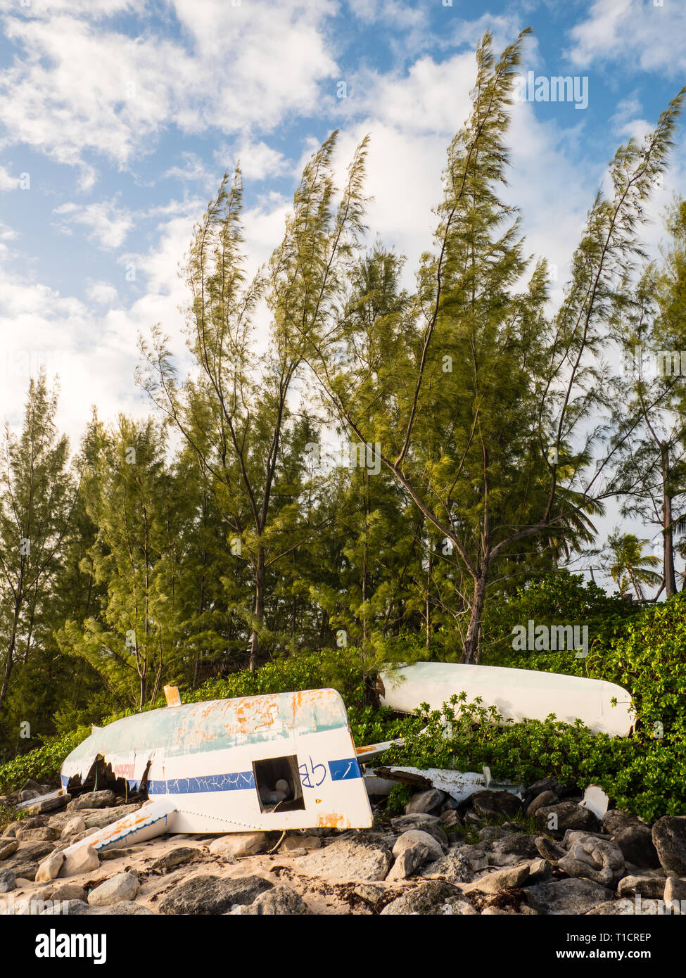 Landscape of Damaged Catamaran, The Atlantic Coastline, Governors Harbour, Eleuthera, The