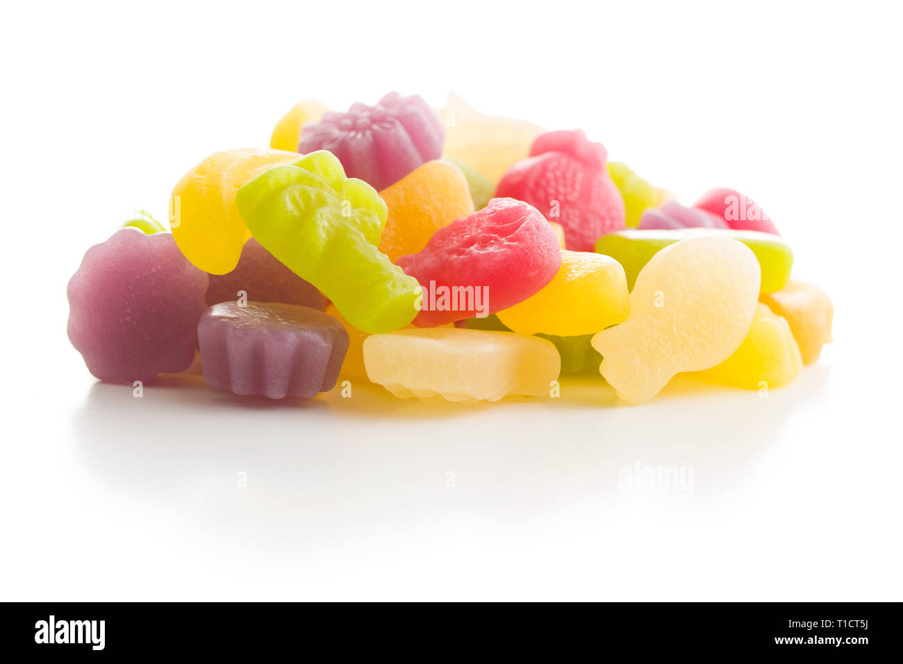 Fruit jelly candies isolated on white background Stock Photo - Alamy