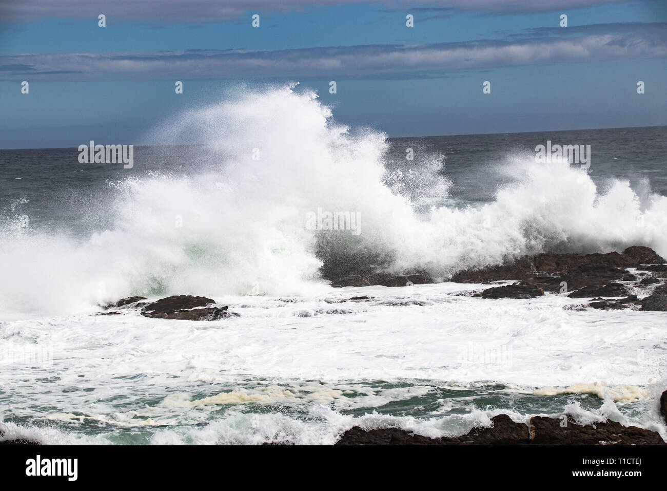Water wave splashes, isolated on black background Stock Photo
