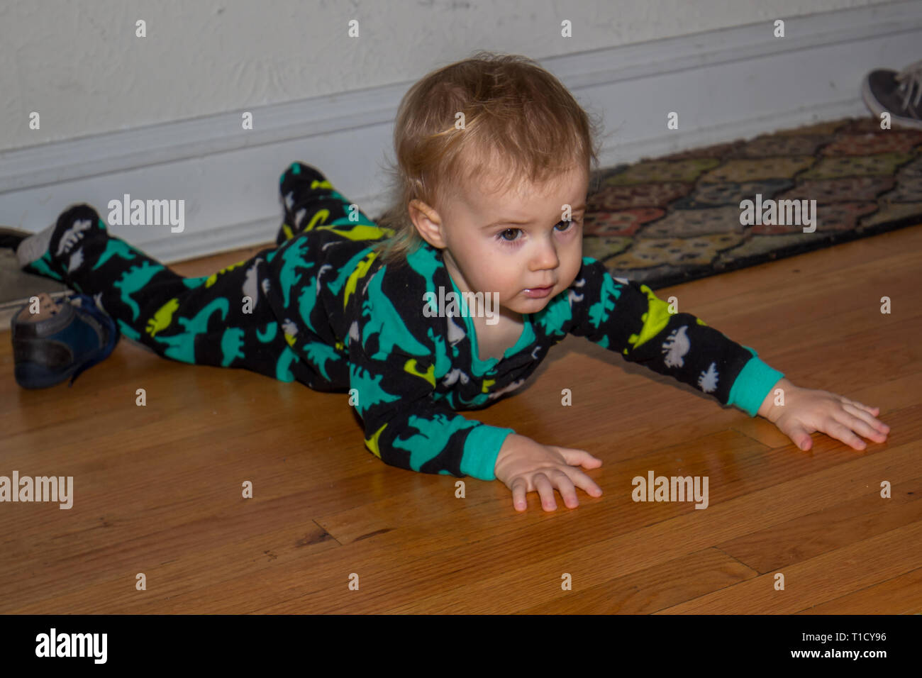 My son growing up and playing Stock Photo