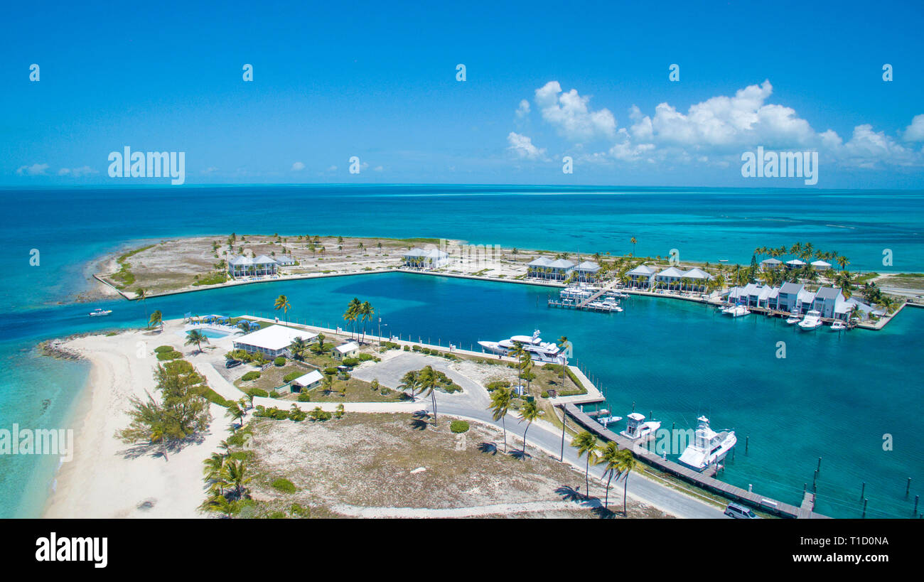 Aerial view, Marina of Cape Eleuthera island, Bahamas Stock Photo