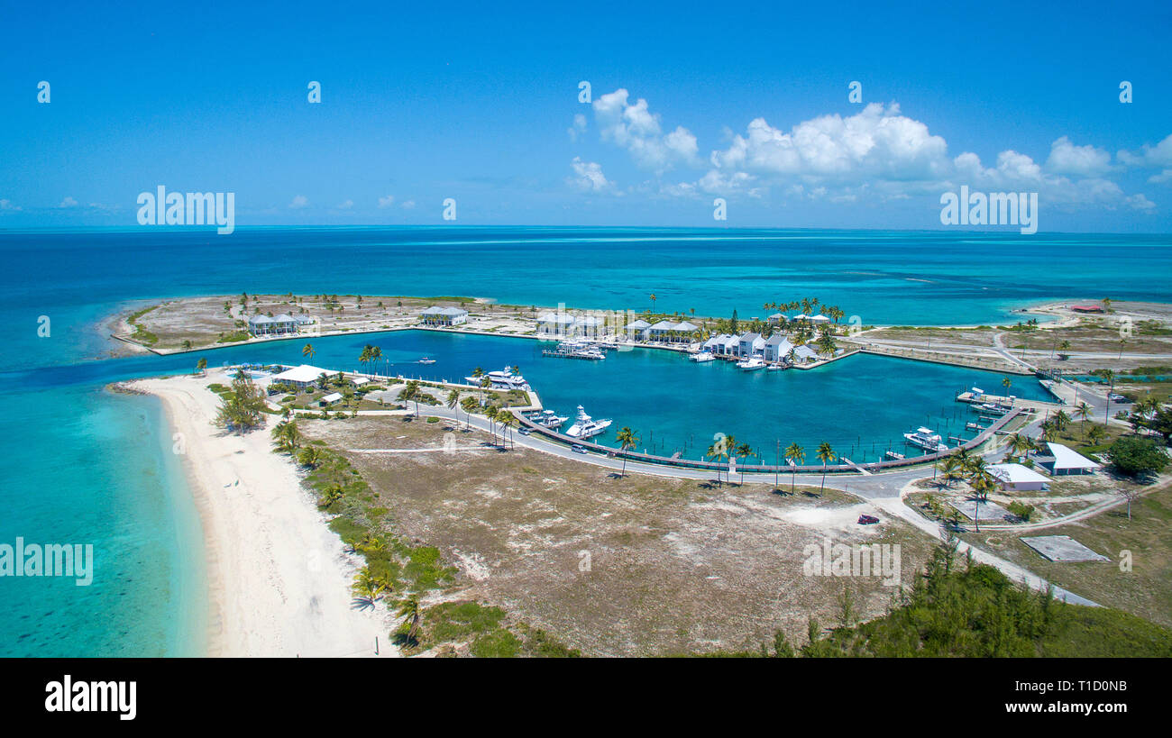 Aerial view, Marina of Cape Eleuthera island, Bahamas Stock Photo