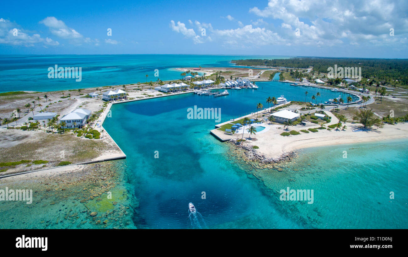 Aerial view, Marina of Cape Eleuthera island, Bahamas Stock Photo