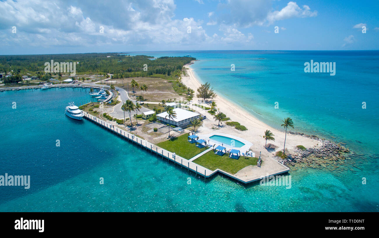 Aerial view, Cape Eleuthera island, Bahamas, Atlantic ocean, Caribbean Stock Photo