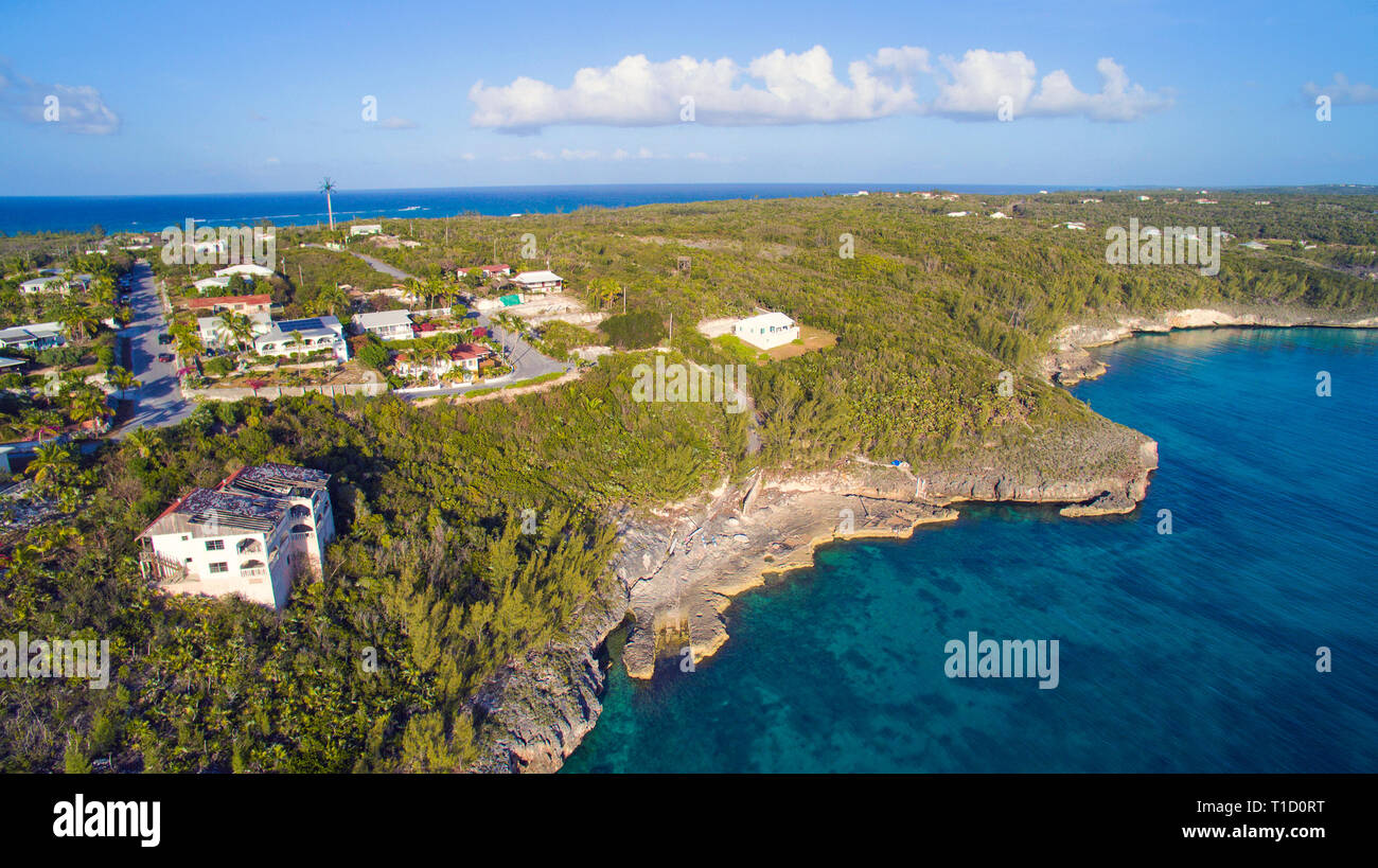 Aerial view of Eleuthera island, Bahamas, Atlantic ocean, Caribbean Stock Photo