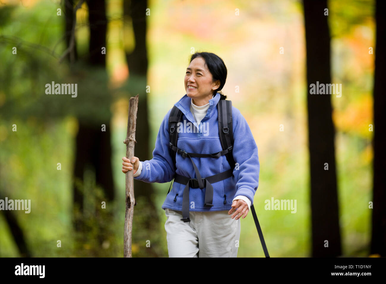 Mature woman walking forest hi-res stock photography and images - Alamy
