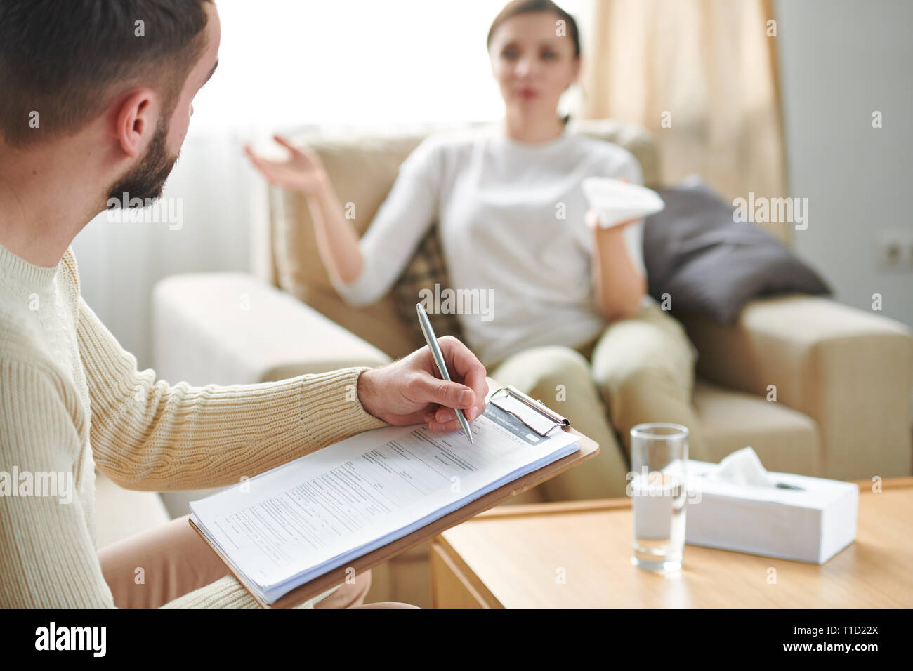 Counselor with document Stock Photo