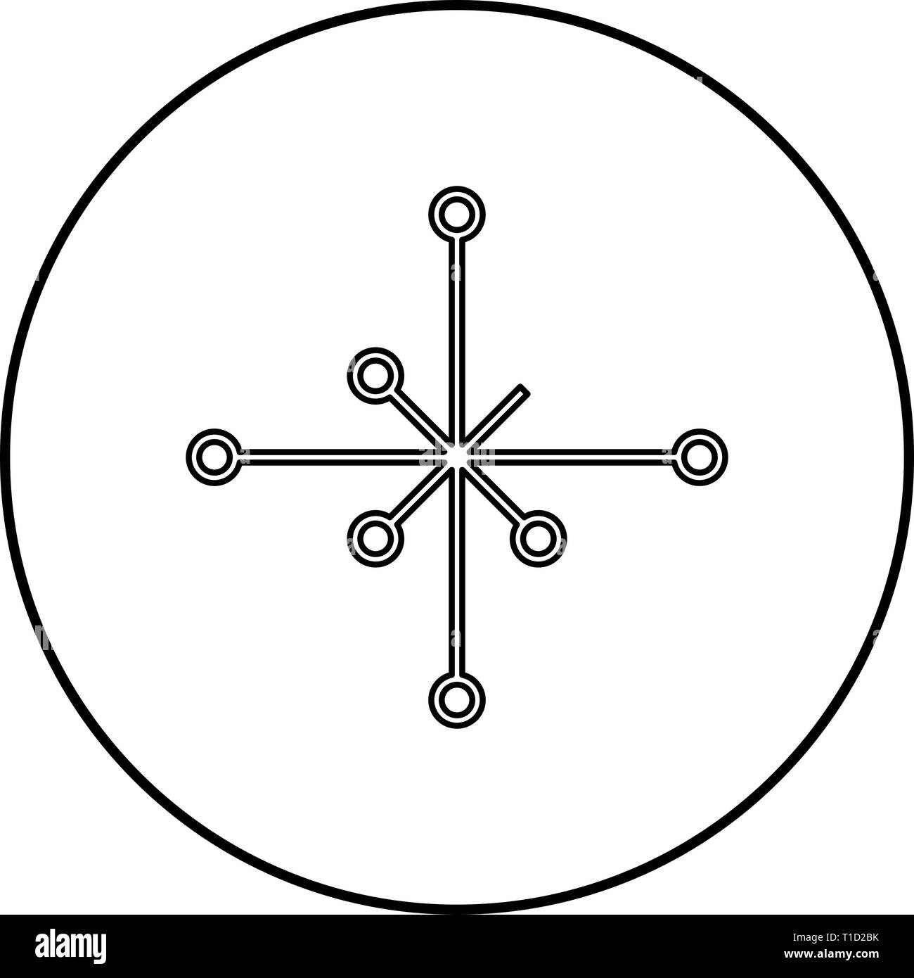 Helm of awe aegishjalmur or egishjalmur galdrastav icon outline black color vector in circle round illustration flat style simple image Stock Vector