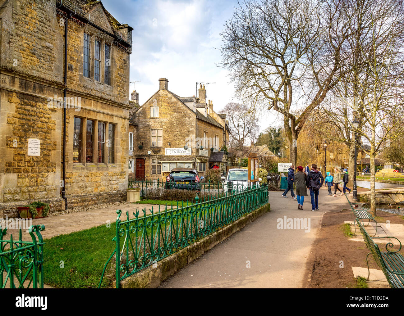 Picturesque cotswold streets of Bourton On The Water, Gloucestershire, UK Stock Photo