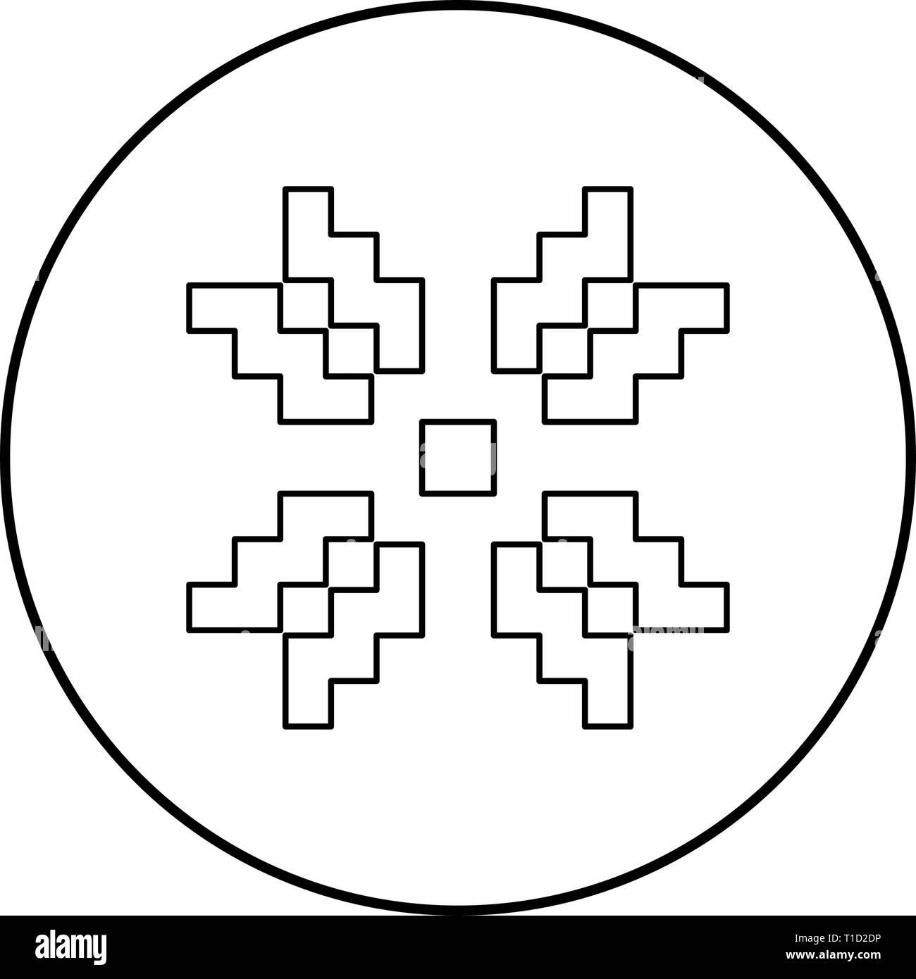 Scandinavian pattern icon outline black color vector in circle round ...