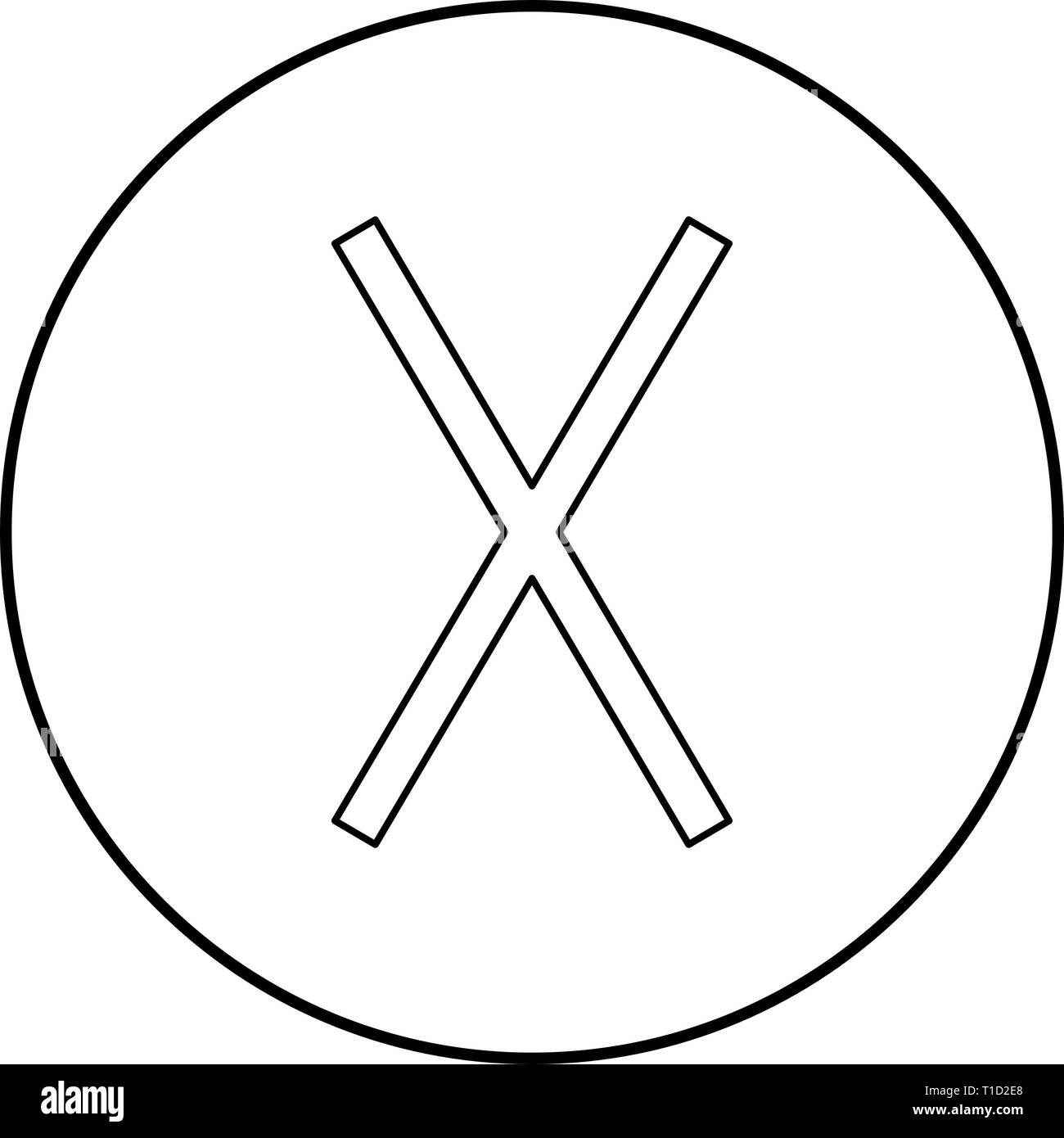 Gebo rune Gift talent sign icon outline black color vector in circle ...