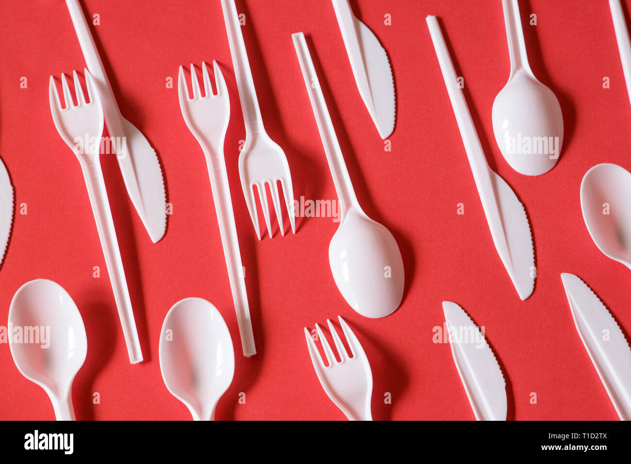plastic disposable cutlery, forbidden in european union Stock Photo Alamy