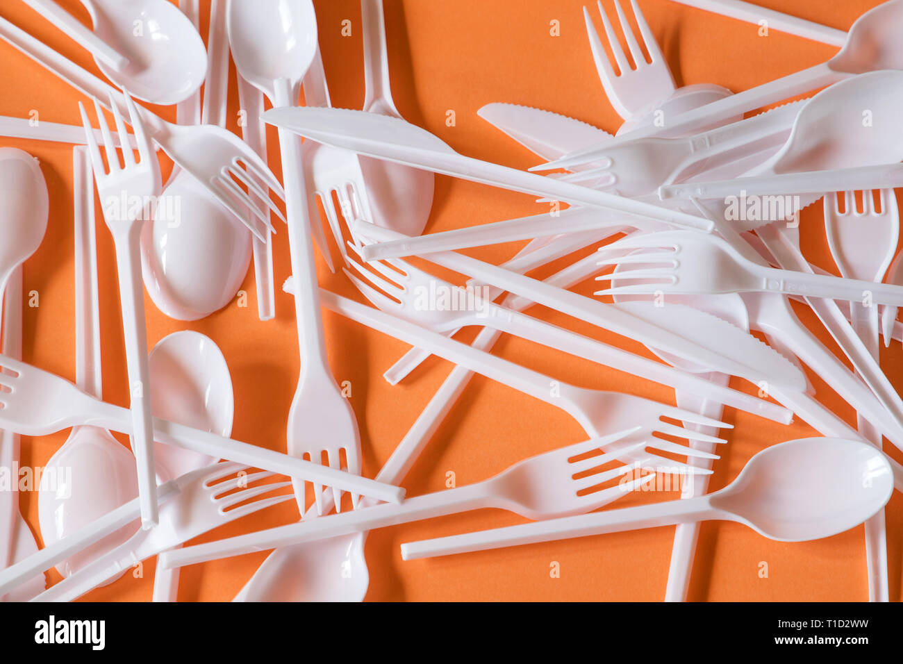 plastic disposable cutlery, forbidden in european union Stock Photo Alamy