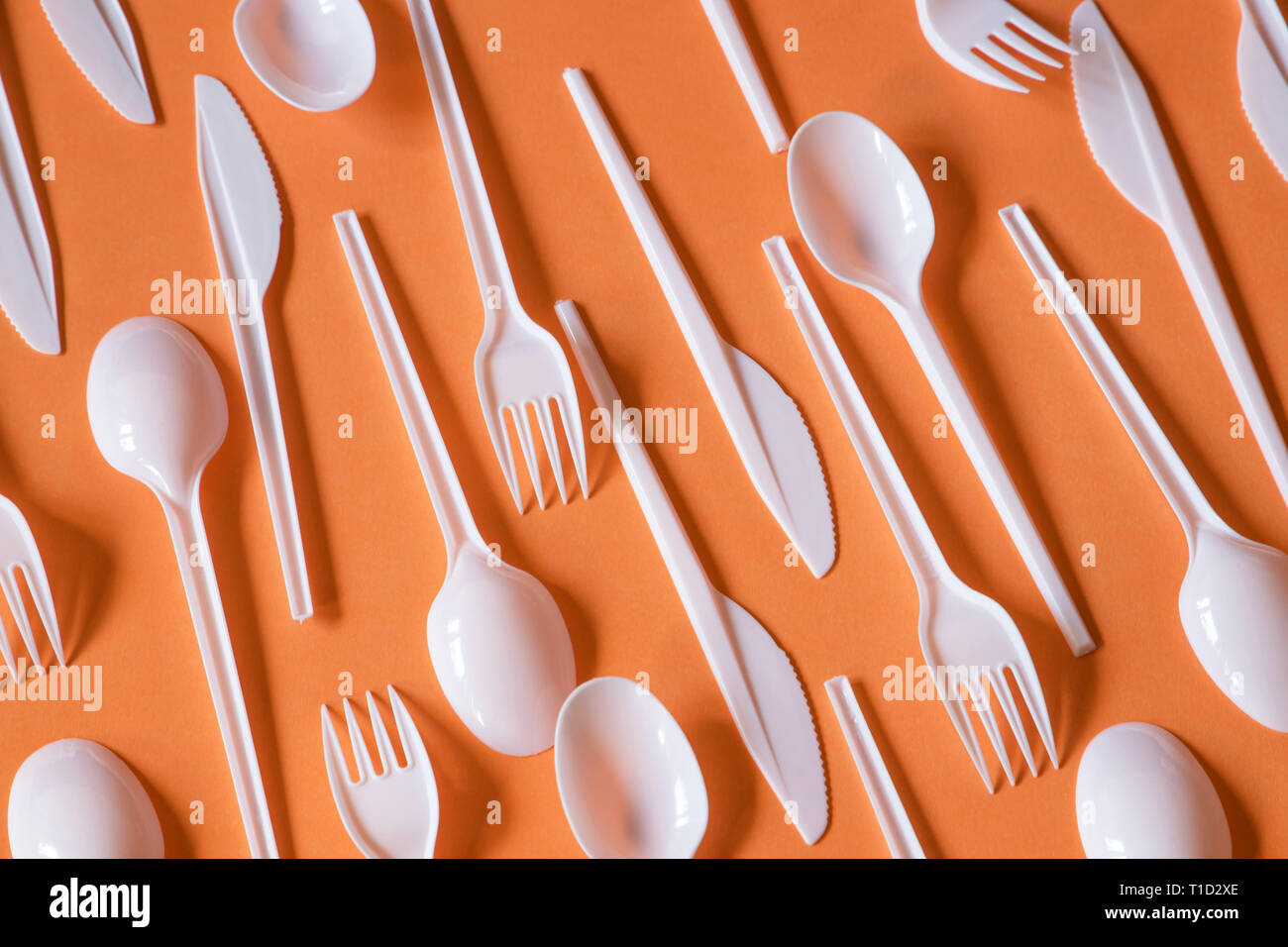 plastic disposable cutlery, forbidden in european union Stock Photo Alamy