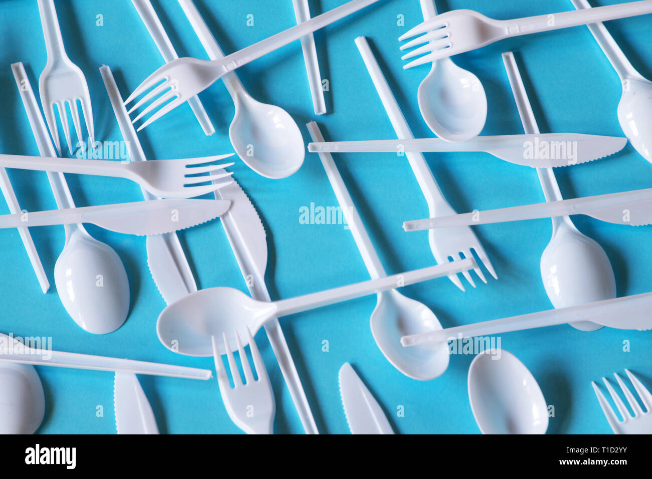 plastic disposable cutlery, forbidden in european union Stock Photo Alamy