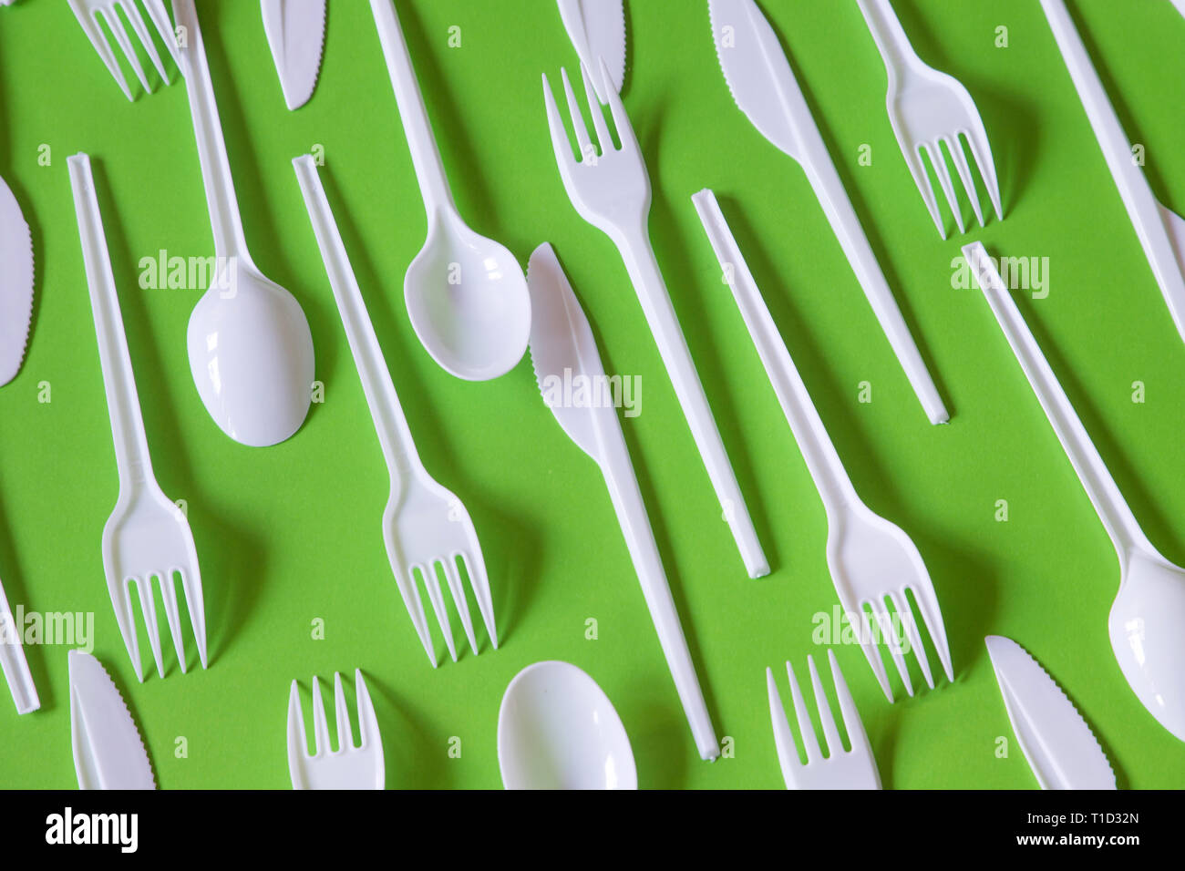 plastic disposable cutlery, forbidden in european union Stock Photo Alamy