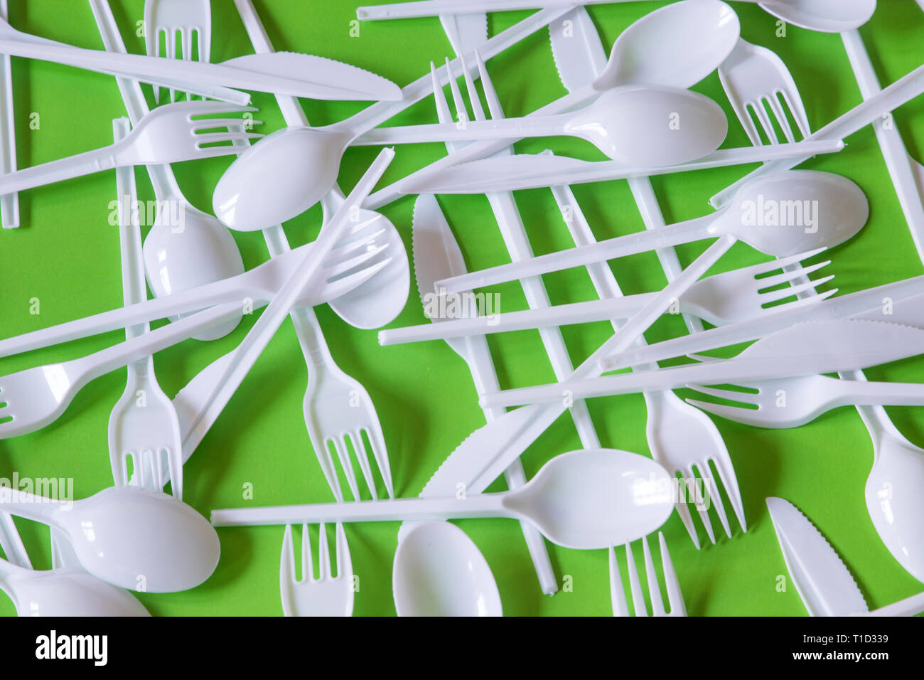 plastic disposable cutlery, forbidden in european union Stock Photo Alamy
