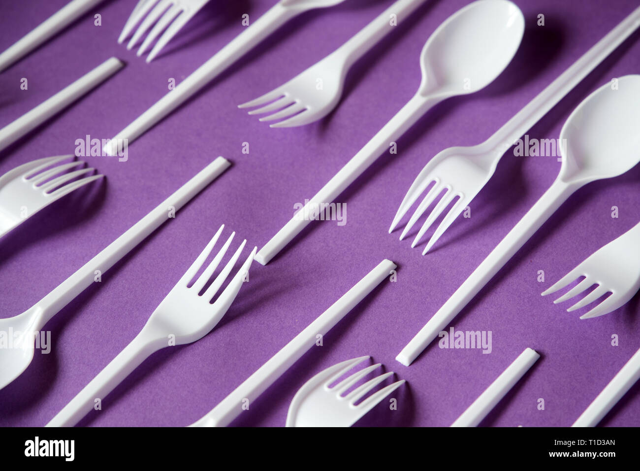 plastic disposable cutlery, forbidden in european union Stock Photo Alamy
